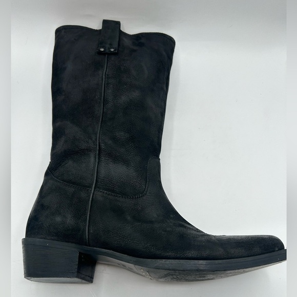 Vintage Foundry Aliza Cowboy Cowgirl campus riding boot black Leather square toe - Picture 10 of 17